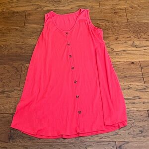 Vibrant Pink Sleeveless Button-Down Dress
